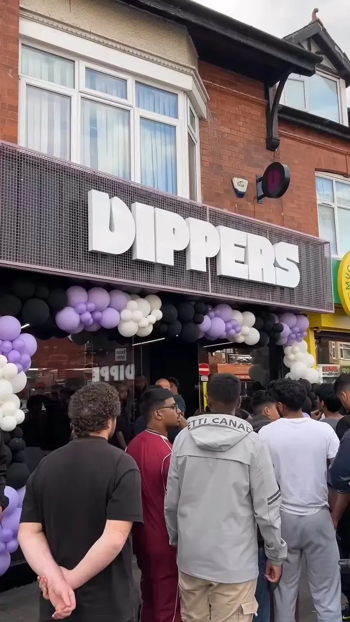 Crowds outside Dippers on Evington Road